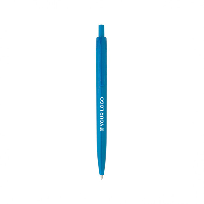 Budget pennen bedrukken met glanzende afwerking Monocolor kleur lichtblauw met jouw bedrukking