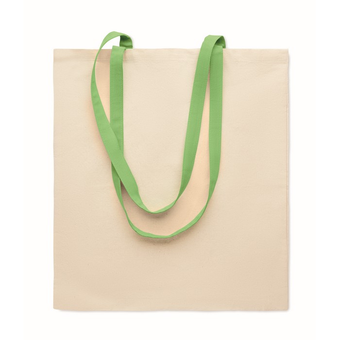 Katoenen tas met gekleurd hengsel, 140 gr/m2 weergave met jouw bedrukking