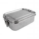 Stalen lunchbox met logo zilver kleur 1