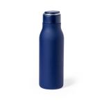 Rvs thermische fles met logo marineblauw kleur 2