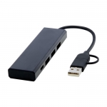 USB-hub Terra 3USB 1C kleur zwart