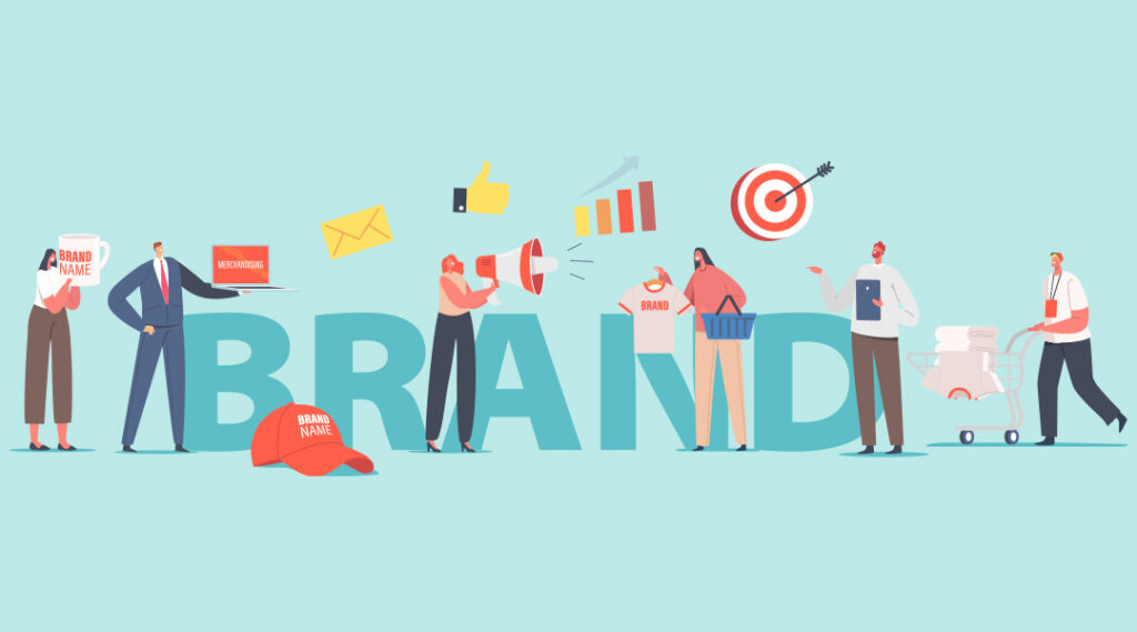 een visual met brand in het midden en allerlei marketingmethoden rondom