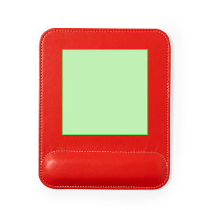 Op de muismat op het gedeelte van de mat