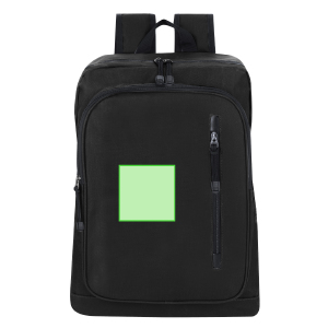 Op de voorkant onder de rits