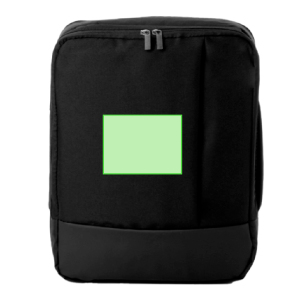 Op de voorkant onder de rits