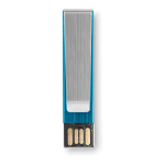 Platte USB stick bedrukken met metalen clip Metalclip kleur blauw
