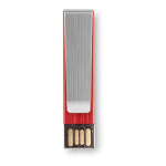 Platte USB stick bedrukken met metalen clip Metalclip kleur rood