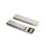 Platte USB stick bedrukken met metalen clip Metalclip kleur zilver