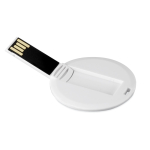 Bedrukte ronde USB-kaart met logo USB Redonda kleur wit