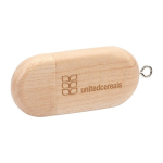 Houten USB met logo in 3.0-formaat met ovale vorm Oval 3.0 kleur licht hout