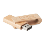Bamboehout roterende USB in donkere en lichte tinten Ecotwist kleur donker hout