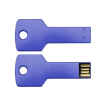 Metalen USB in sleutelvorm met 3.0 aansluiting USB 3.0 sleutel kleur blauw