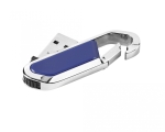 Roestvrijstalen USB stick met logo met karabijnhaak Metalhold kleur koningsblauw