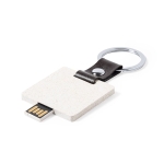 Houten usb met logo en sleutelhanger met vierkante vorm Square kleur naturel