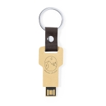 Milieuvriendelijke sleutelvormige USB stick en sleutelhanger Key kleur naturel