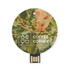 Ronde gerecyclede kartonnen USB met full colour logo USB Roundtech kleur naturel