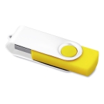 Roterende usb met witte clip en kleurrijke rubberen basis Whiteclip kleur geel