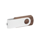 Zakelijke houten USB met logo Witte Draaiclip Woodwhite kleur donker hout