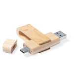 Houten pendrive met draaivergrendeling en USB type C Ecotwist OTG-C kleur licht hout