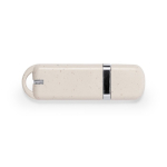 USB-stick met behuizing van tarwestro en sluitdop kleur naturel