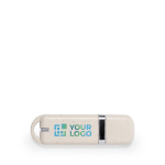 USB-stick met behuizing van tarwestro en sluitdop kleur naturel