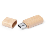 USB-stick met bamboe behuizing en sluitdop kleur naturel