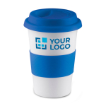 Reismok bedrukken met siliconen band 400ml Takeaway Plus kleur blauw weergave met bedrukking
