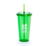 Glazen met rietje en transparante kleur van 750 ml Straw met jouw bedrukking