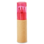 Set van 6 kinderkleurpotloden in tubevormig doosje Combi Small kleur doorzichtig roze
