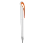 Reclamepennen van ABS met blauwe inkt White Swan-clip kleur oranje