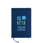 Goedkope notitieboekje bedrukt, A5 formaat in kleur ColorMatch kleur blauw weergave met bedrukking
