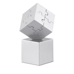 Decoratieve metalen en magnetische puzzel Magnicube kleur mat zilver