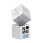 Decoratieve metalen en magnetische puzzel Magnicube kleur mat zilver weergave met bedrukking