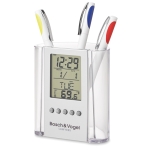 Gepersonaliseerde pen met kalender, klok en thermometer Curve kleur doorzichtig hoofdweergave