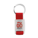 Metalen sleutelhanger graveren met strip van polyester kleur rood tweede hoofdweergave