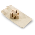 Houten puzzel met logo in katoenen tasje Astrum kleur hout derde weergave