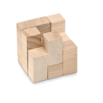 Houten puzzel met logo in katoenen tasje Astrum kleur hout vierde weergave