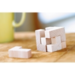 Houten puzzel met logo in katoenen tasje Astrum kleur hout sfeervolle weergave