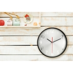 Wandklok met zilveren wijzerplaat bedrukken WallClock kleur zwart vierde sfeervolle weergave