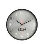 Wandklok met zilveren wijzerplaat bedrukken WallClock kleur zwart weergave met bedrukking