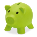 Gekleurd promotie spaarvarken met stop Piggy kleur limoen groen