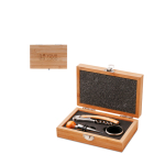 Elegante wijnsets bedrukken met 3 accessoires en doos Riesling kleur hout weergave met bedrukking