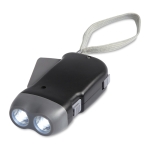 Zaklampen met logo 2 LED-lampen met dynamo DynaLight kleur zwart