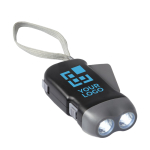 Zaklampen met logo 2 LED-lampen met dynamo DynaLight kleur zwart weergave met bedrukking