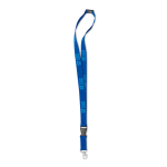 Keycords bedrukken van 2 cm met gesp & sluiting BasicStyle Extra kleur koningsblauw weergave met bedrukking