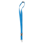Keycords bedrukken van 2 cm met gesp & sluiting BasicStyle Extra kleur cyaan blauw