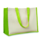 Jute en canvas tassen met gelamineerde binnenkant Jute Beach kleur limoen groen