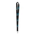 Goedkope keycord bedrukken van 2 cm met sluiting BasicStyle kleur zwart weergave met bedrukking