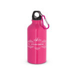Kleine aluminium fles in felle kleuren 400ml kleur roze afbeelding met logo