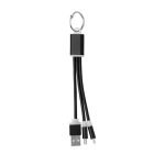 Voordelige sleutelhangers bedrukken met 3 oplaadkabels MultiCable kleur zwart